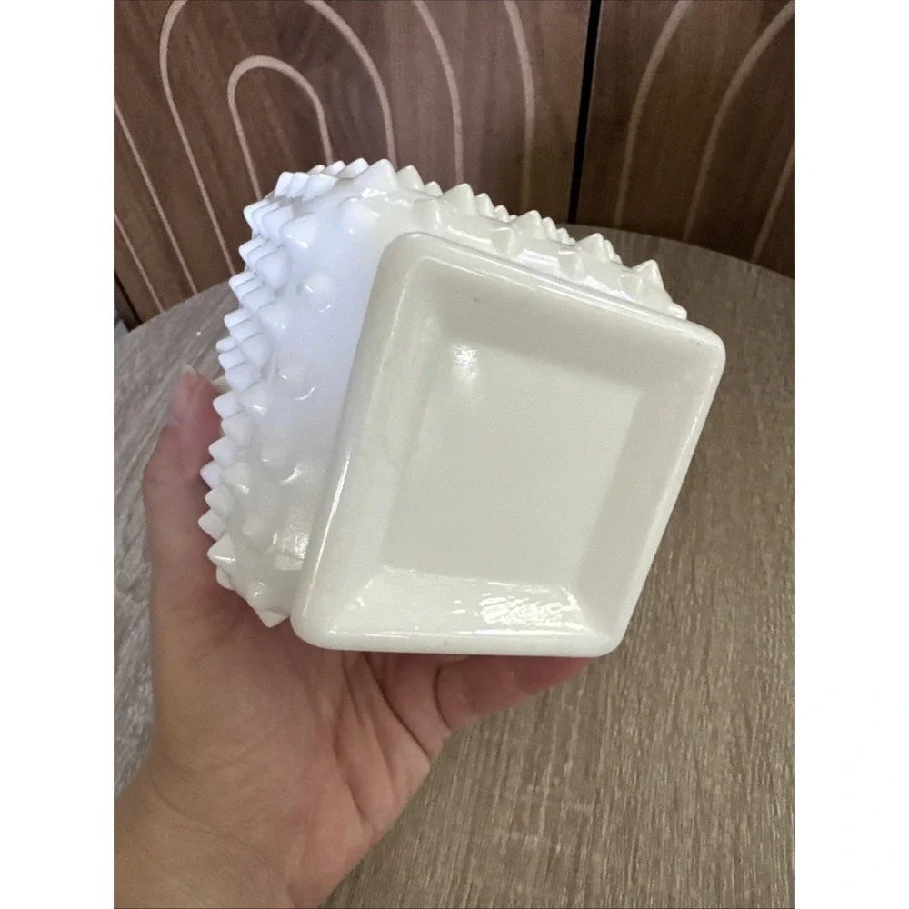 Vintage Fenton Pointy Hobnail Milk Glass Planter Vase Candy Dish White